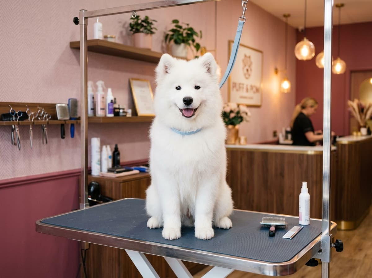 Freshly groomed happy pet at Fluffy Touch Care salon